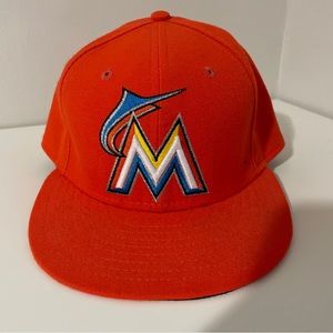 MLB Authentic Miami Marlins orange new era size 7 5/8 low profile hat
